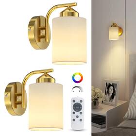 Niorsun 725889653184 Battery Operated Wall Sconce Set Of 2 Gold Rechargeable Lights With 5200
