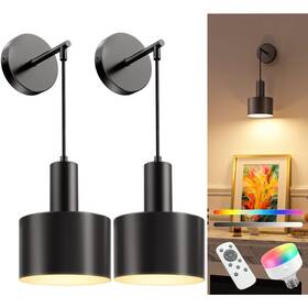 Niorsun 725889653221 Battery Operated Wall Sconce Set Of 2 Black Wireless Rechargeable Light