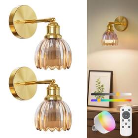 Niorsun 725889653825 Battery Operated Wall Sconce Set Of 2 Amber Wireless Rechargeable Light
