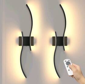 Niorsun 725889654495 27.6 Inch Battery Operated Wall Sconce Set Of 2 Black Modern Recharg