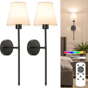 Sw013 Niorsun Battery Operated Wall Sconces Remote Set Of 2 Rechargeable Light Black