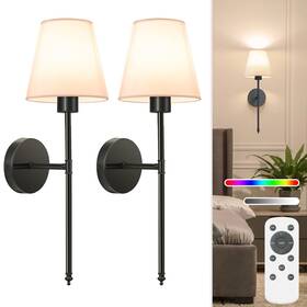 Sw025 Niorsun 19.9in Battery Operated Wall Sconce Set Of 2 Black