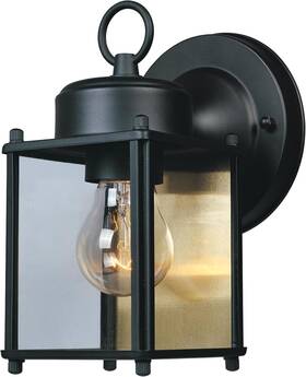 1161-bk Nobrand Outdoor Wall Lantern 8 Inch Clear Glass Black For Porch Patio Garage