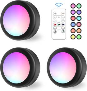 Nobrand 681720859675 Led Puck Lights With Remote Control 16 Color Changeable Under Cabinet