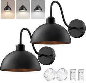 Bla00071100 Nooknova Battery Operated Wireless Wall Sconces Set Of 2 Black For Bedroom