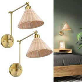 Bla00450100 Nooknova Rattan Wall Sconces Plug In Boho Hardwire Wrappe