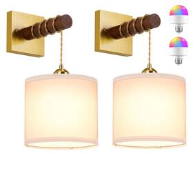 Nooknova Bla01540101 Rechargeable Battery Wall Sconces Set Of 2 15 Colors Dimmable Gold Lights