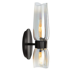 9760-mb-clgr Norwell Lighting 9760-clgr Flame 2 Light 14inch Tall Bathroom Sconce Black