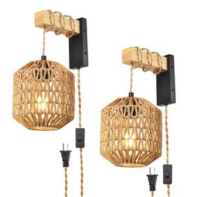 Novcand 653998476793 Boho Plug In Wall Sconces Set Of Two Vintage Lighting For Bedroo