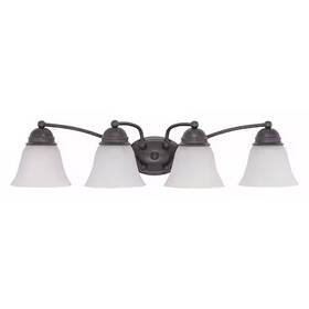 60-3168 Nuvo Empire 4 Light 29 Inch Vanity Frosted White Glass Bronze