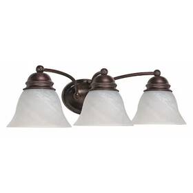 60-346 Nuvo Empire 3 Light 21 Inch Vanity Alabaster Glass Bell Shades Old