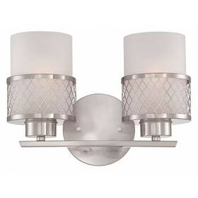60-4682 Nuvo Fusion 2 Light Vanity Fixture Frosted Glass Brushed Nickel