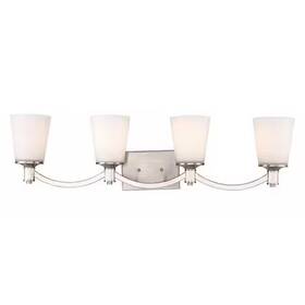 60-5874 Nuvo Laguna 4 Light Vanity Brushed Nickel White Glass Nic