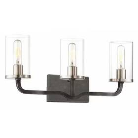 60-6123 Nuvo Sherwood 3 Light Vanity 24 Inch Iron Black Brushed Nickel Acc