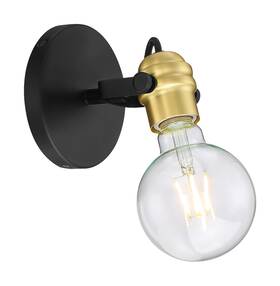 6981 Nuvo Lighting 60/6981 - Mantra 5 Inch Tall Bathroom Sconce Black Finish With Brushed Brass