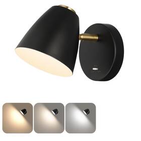Oiyio 749083971592 Modern Hardwired Black Led Wall Sconces 3 Color Changeable Indoor Sconce