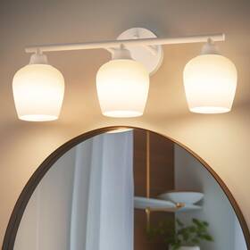 13wal006usc Onewish Bathroom Light Fixture Modern Wall Sconces 3 Lights Opal Globe Vanity Lamp White