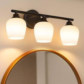Onewish 197644417391 Bathroom Light Fixtures - Modern Wall Sconces 3 Black Lamp For Va
