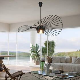 Ajcm-100cm Ovyiech Modern Black Woven Chandelier 39.37 Inch Farmhouse Coastal Hat Pendant Light Fix