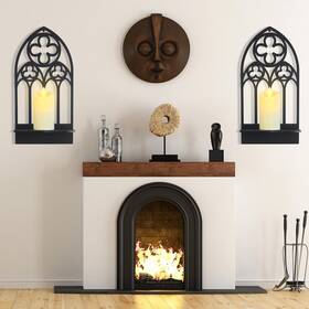 Oyefly20241215 Oyefly 2 Pcs Gothic Sconces Wall Decor Black Goth Arched Church Style 3