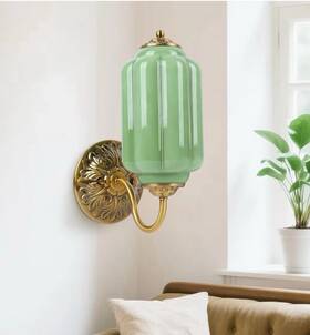 Xj-ng-bd-lv-140 Pandaluna Repro Vintage Wall Sconce Green Milk Glass Light Fixture Art Deco Antique