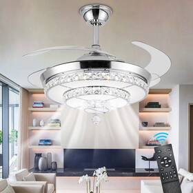 Fba-hygxhg011g Panghuhu88 42 Inch Fandelier Invisible Ceiling Fan Chandelier With Light Modern C
