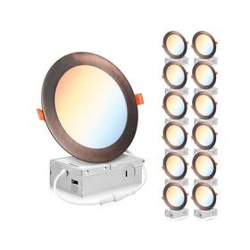 Pled-pdn12w5cct-br-12p Parmida Led Technologies 12 Pack 6 Inch 5cct Ultra-thin Recessed Lighting With J-box 27