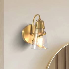 Parrot Uncle W3003-gold Modern 1-light Gold Wall Sconce Light With Seeded Glass Shade