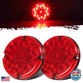 Partsam B07q65917d 2pcs 7 Inch Round Led Trailer Tail Lights Red 17 With Inner Reflex