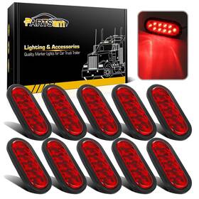 Partsam B08229swcz 10pcs 6 Inch Oval Led Trailer Tail Lights Red 10 Diodes Grommet And
