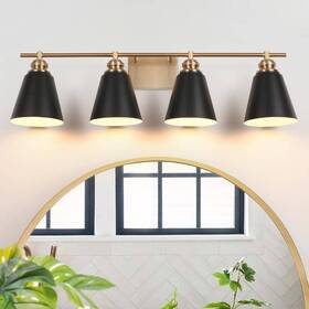 Bd015-4-bk Pasentel Modern 31.5 Inch 4-light Brushed Gold Vanity Light With Black Metal