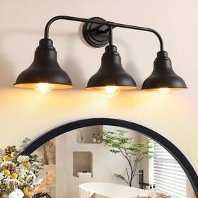 Bd017-3-bk Pasentel 25 Inch Farmhouse Bathroom Vanity Light 3-light Rustic Wall Fixture
