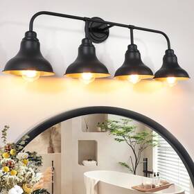 Bd017-4-bk Pasentel 34.25 Inch Large Farmhouse Bathroom Vanity Light 4light Over Mirror Mat