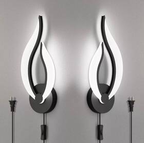 Pasoar 709016751332 Plug In Wall Sconces Set Of 2 Modern Bedroom Bedside Lamps Industrial