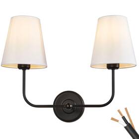 U701-01 Passica Decor Hardwired 2 Light Modern Armed Wall Sconce With 2pcs Flared Whi