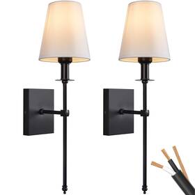 U702-01 Passica Decor Hardwired Wall Sconces Set Of Two 2 Pack Black With Vertical Ro