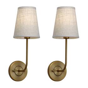Pathson 796168951901 Set Of 2 Vintage Wall Sconces Linen Fabric Shade Bathroom Vanity Lig