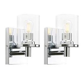 Pathson Set Of 2 Vintage Wall Sconce Bathroom Light With Clear Glass