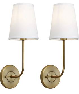 Xlyt803d2 Pathson Set Of 2 Industrial Wall Sconces White Fabric Shades Ships In 24 Hour
