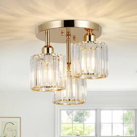 211101c1 Pauful Modern Semi Flush Mount Ceiling Light 3-light Crystal Close To