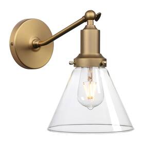 Permo 643845674342 Industrial Wall Sconce Light Funnel Shade Hardwired Single Lamp Antique Gold