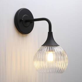 Fzus354-d Phansthy Modern Wall Sconces One-light Black Metal Clear Shade Bath Kitchen Br