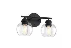 Pia Ricco 1jay-a-41923bk 13 Inch 2-light Black Bathroom Vanity Light With Clear Glass Shade