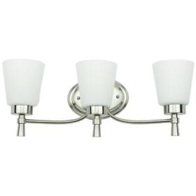 1jay-45843 Pia Ricco 3-light Brushed Nickel Vanity Light With Frosted Opal Glass Shade