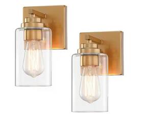 41975gd Pia Ricco 4.8 Inch 1-light Gold Wall Sconce Vanity Light With Dimmable Switch 2-pack