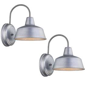 Pia Ricco 749284629131 1-light Outdoor Barn Light With Galvanized Finish 2 Pack - Silver 8.3