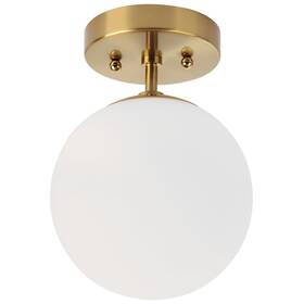 Fm0021-br-m Pirxxiy Brass Semi Flush Mount Ceiling Light Fixture Frosted Glass Shade Vintage Clo
