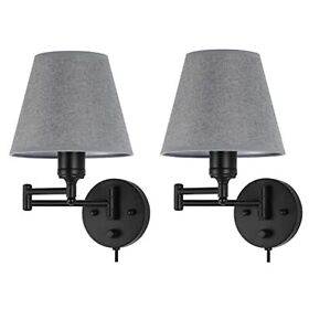 Plug In Wall Lights Set Of 2 Dimmable Sconces Swing Arm