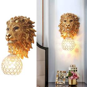 Pobllem 492141634703 Living Room Wall Lighting Gold Baroque Crystal Glass Sconce Resin Lion H