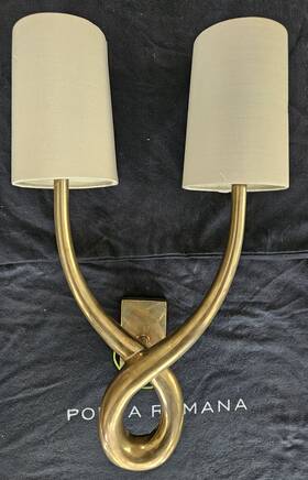 Porta Romana Twl/10-2 2 Brass Loop Wall Sconces With 4 Original Shades
